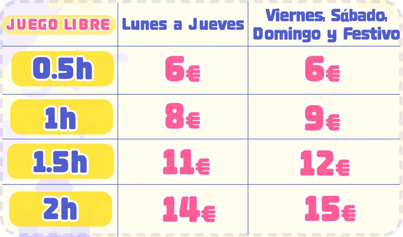 Tarifas Juego Libre