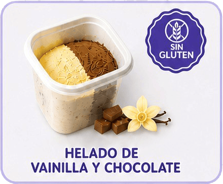 Helado de vainilla y chocolate
